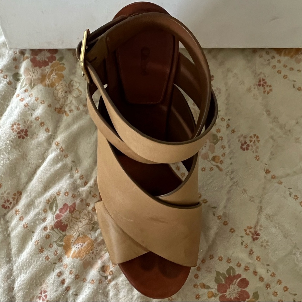 Chloe Strappy Leather Platform Sandals - Tan Size 38.5 - Picture 9 of 15